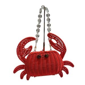 NWT Tommy Bahama Red Woven Crab-Shaped Handbag